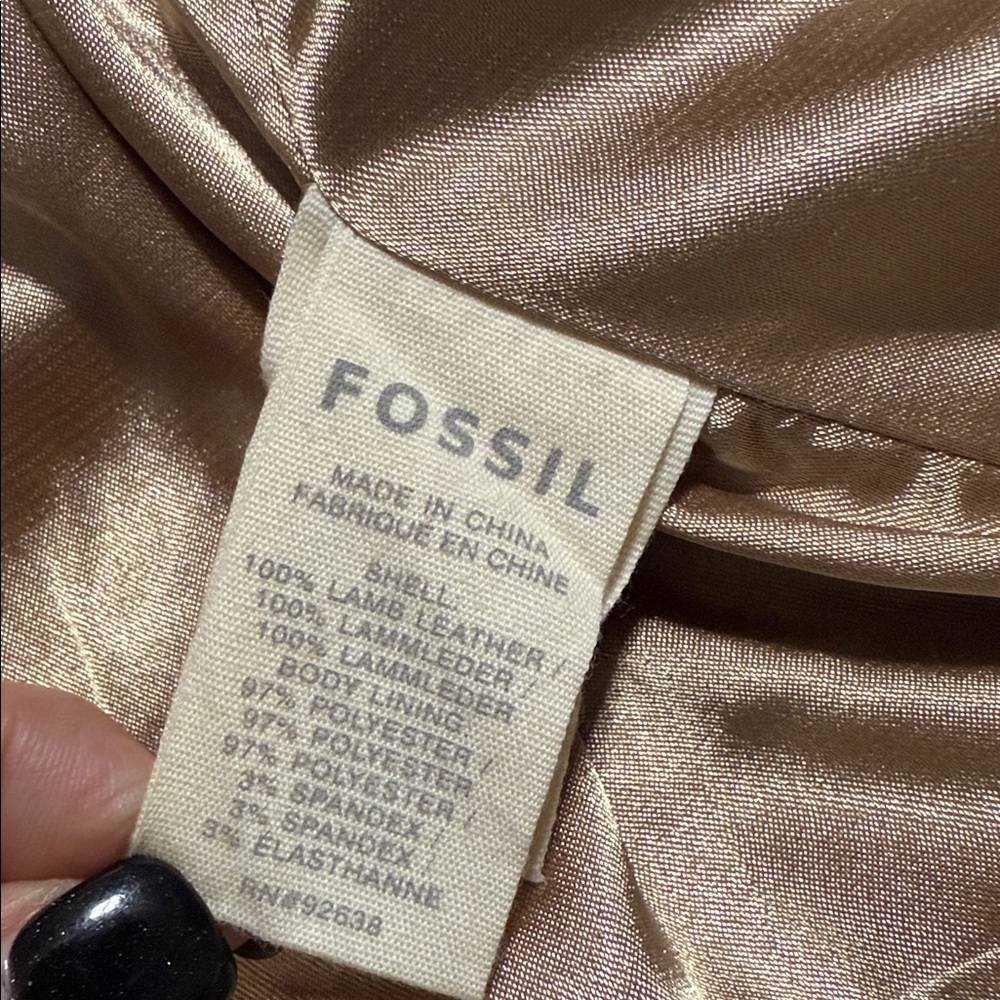 FOSSIL large 100% lamb leather button up jacket bohemian casual coat preloved - Picture 9 of 16